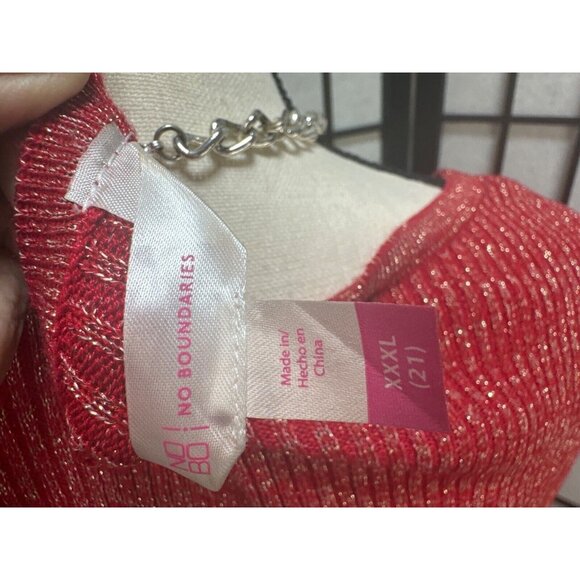 No Boundaries Womens Long Sleeve Red Knot Front Sweater XXXL - Picture 4 of 4